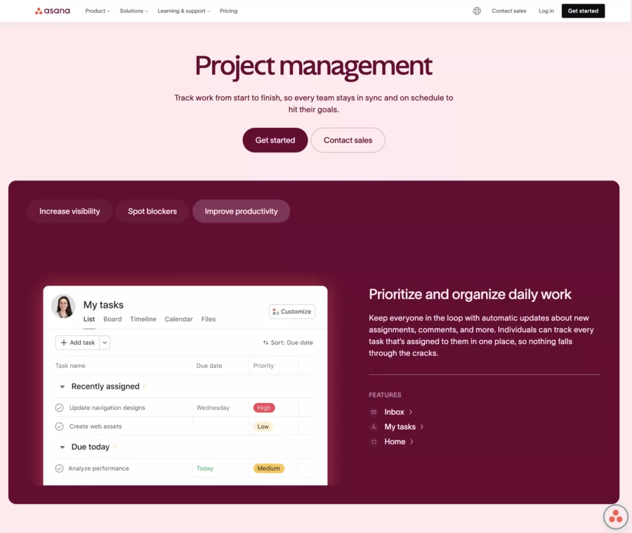 Asana – coordination cross-team