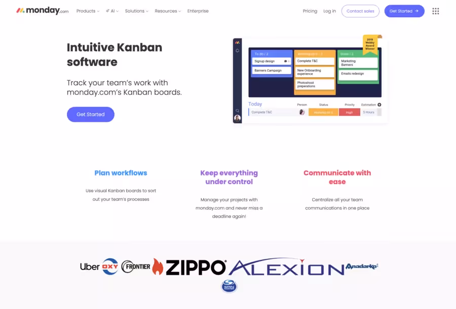 monday.com – Kanban + automatisation visuelle