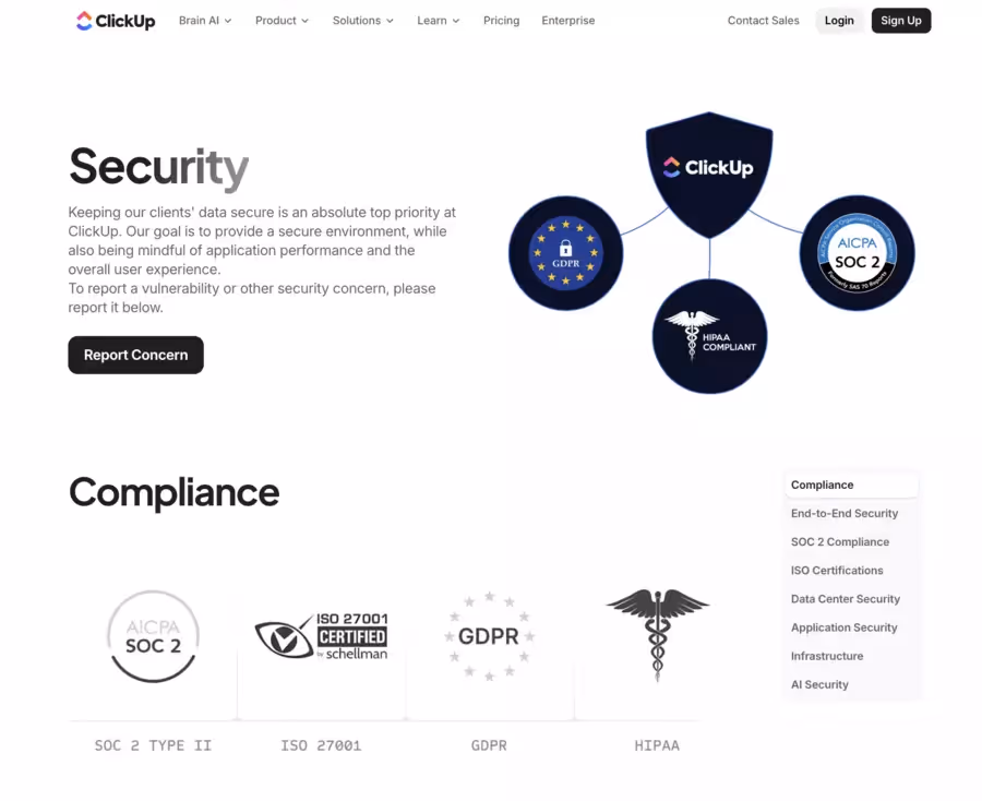 sécurité avec Clickup 