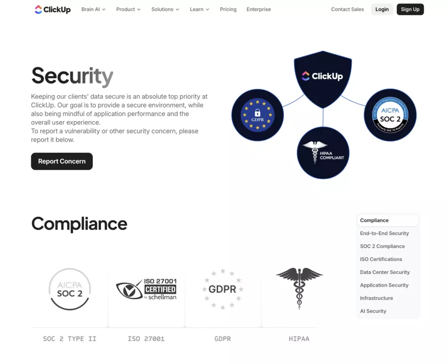 sécurité avec Clickup 