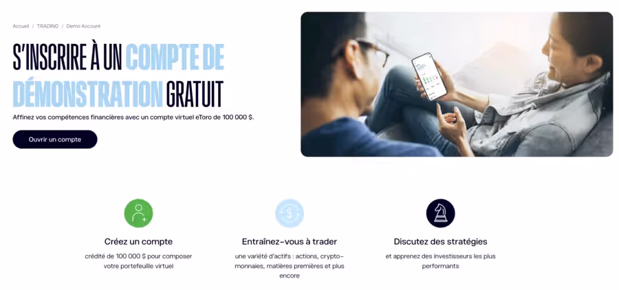 inscription à un compte démo eToro