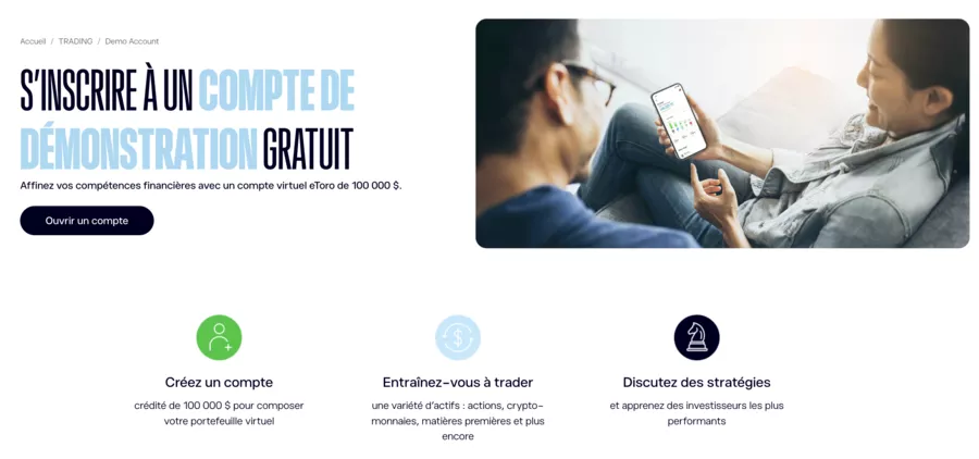 inscription à un compte démo eToro