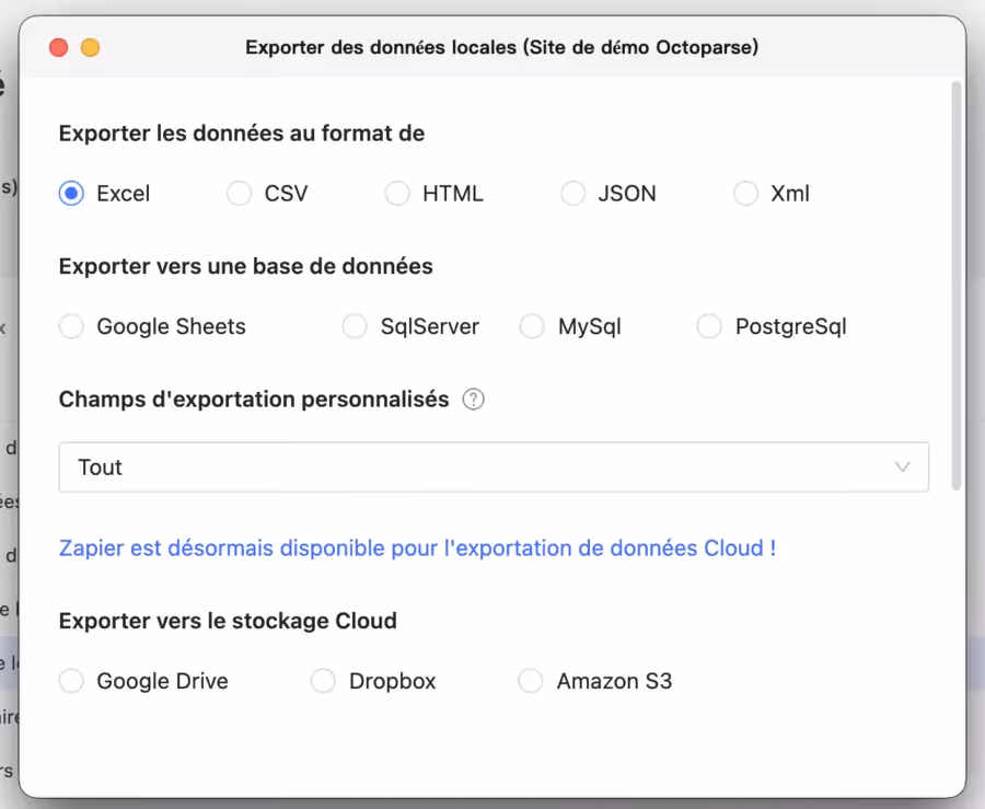 Exporter (CSV / Excel)