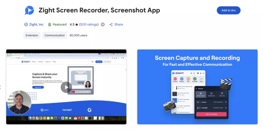 extension chrome de zight screen recorder