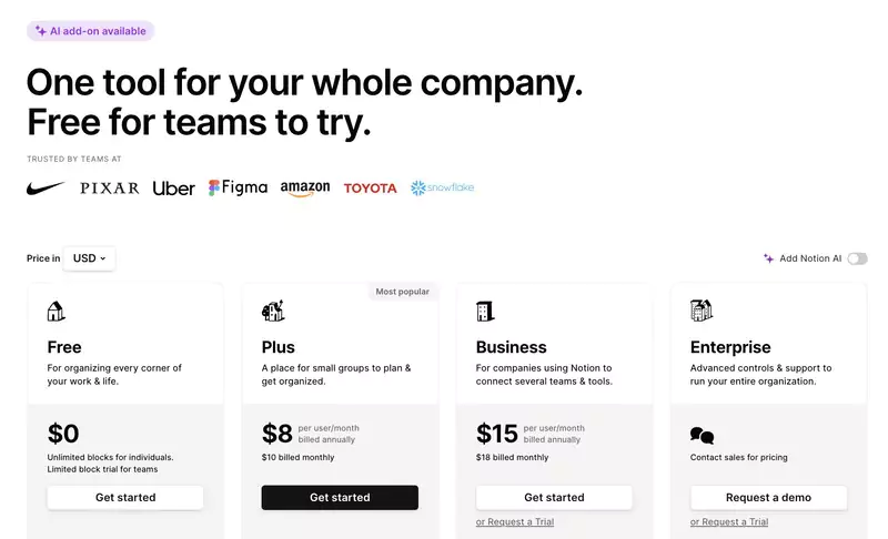 Notion pricing