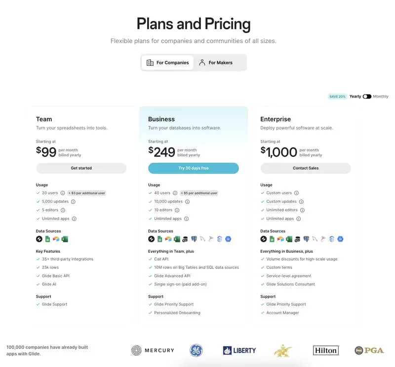 glide pricing
