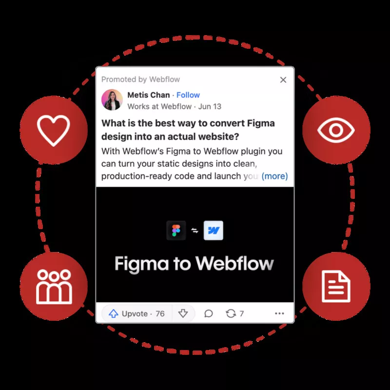 exemple de publicité quora de webflow