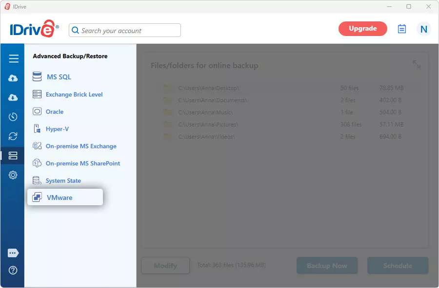 Application Desktop de iDrive