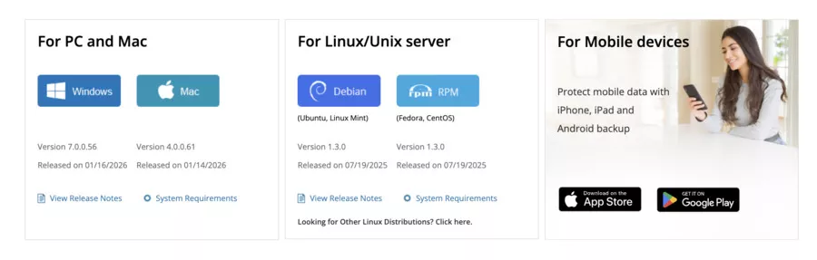 available platforms of iDrive