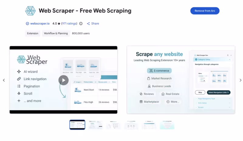 Extension chrome Web Scraper - Free Web Scraping