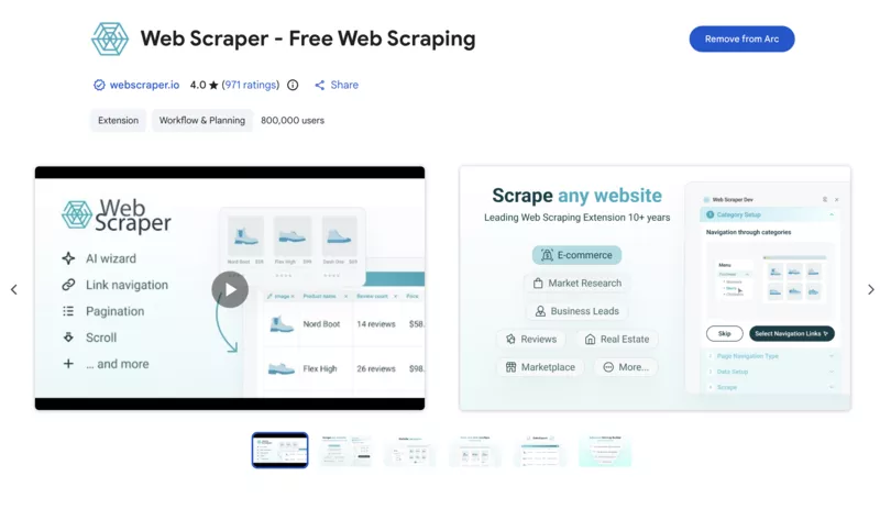 Extension chrome Web Scraper - Free Web Scraping