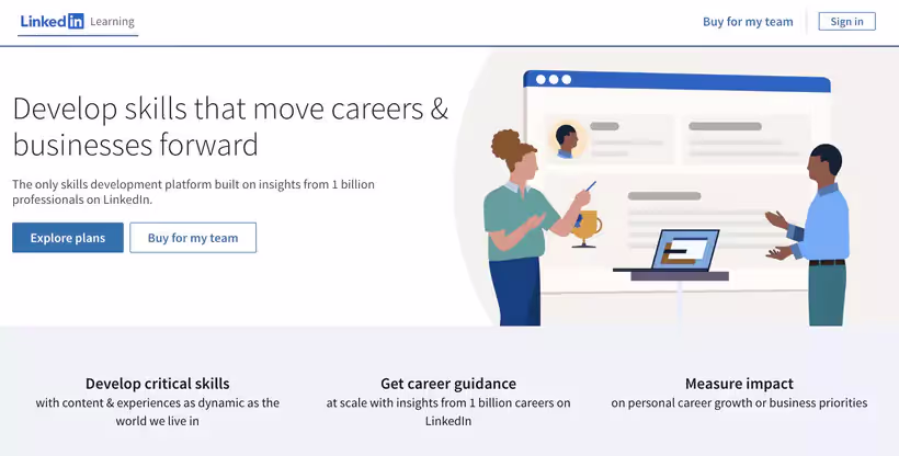 page d'accueil de LinkedIn Learning