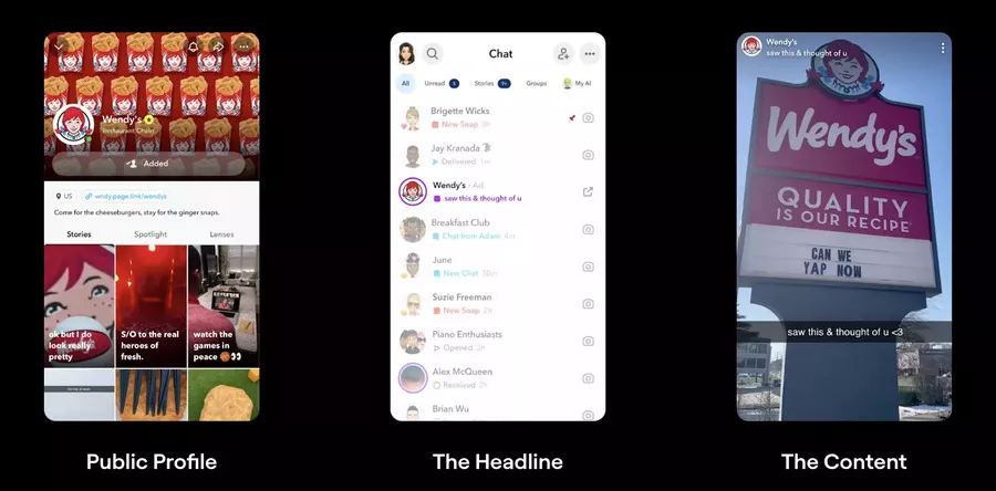 Mobile app displaying information on a Wendy's ad on Snapchat