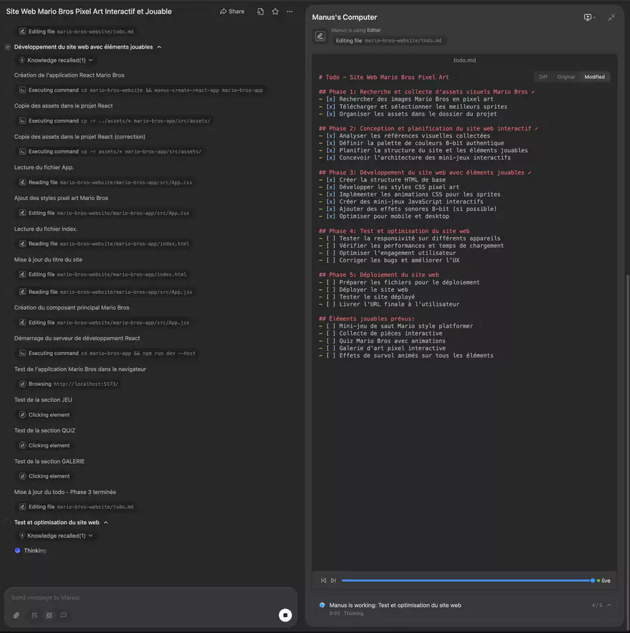 exécution autonome de manus