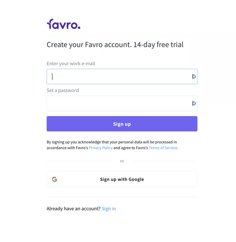 inscription à favro