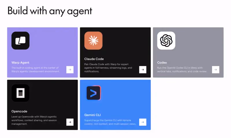 agents compatibles avec warp