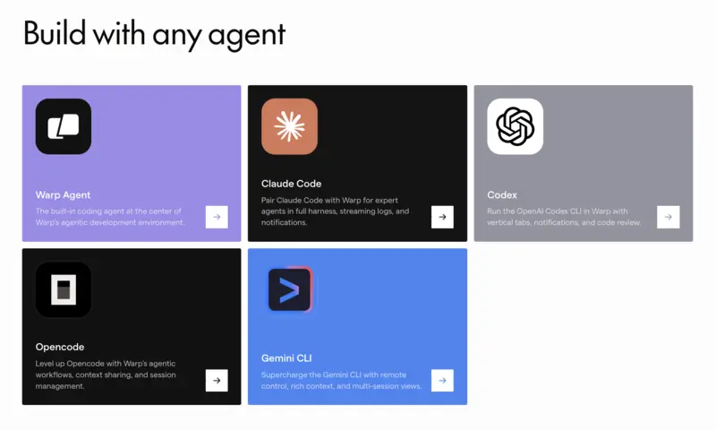 agents compatibles avec warp
