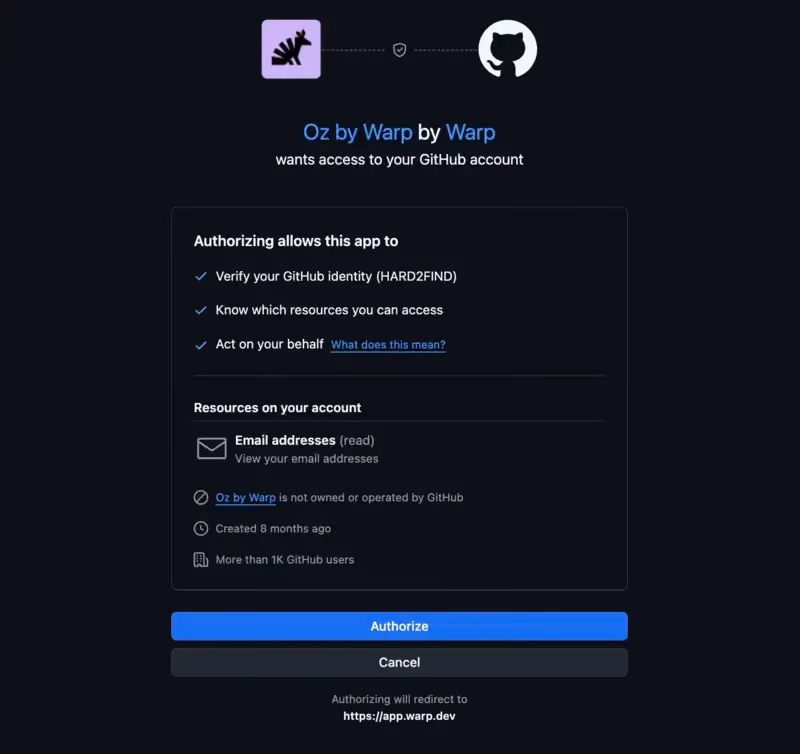 oz warp avec Github