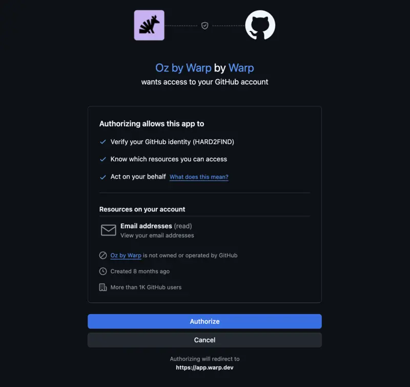 oz warp avec Github