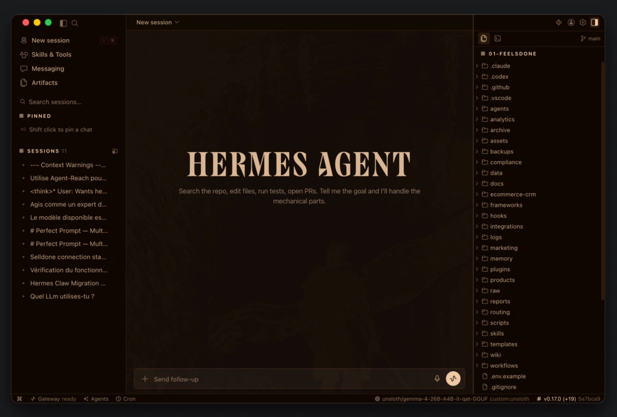 hermes agent avec Unsloth