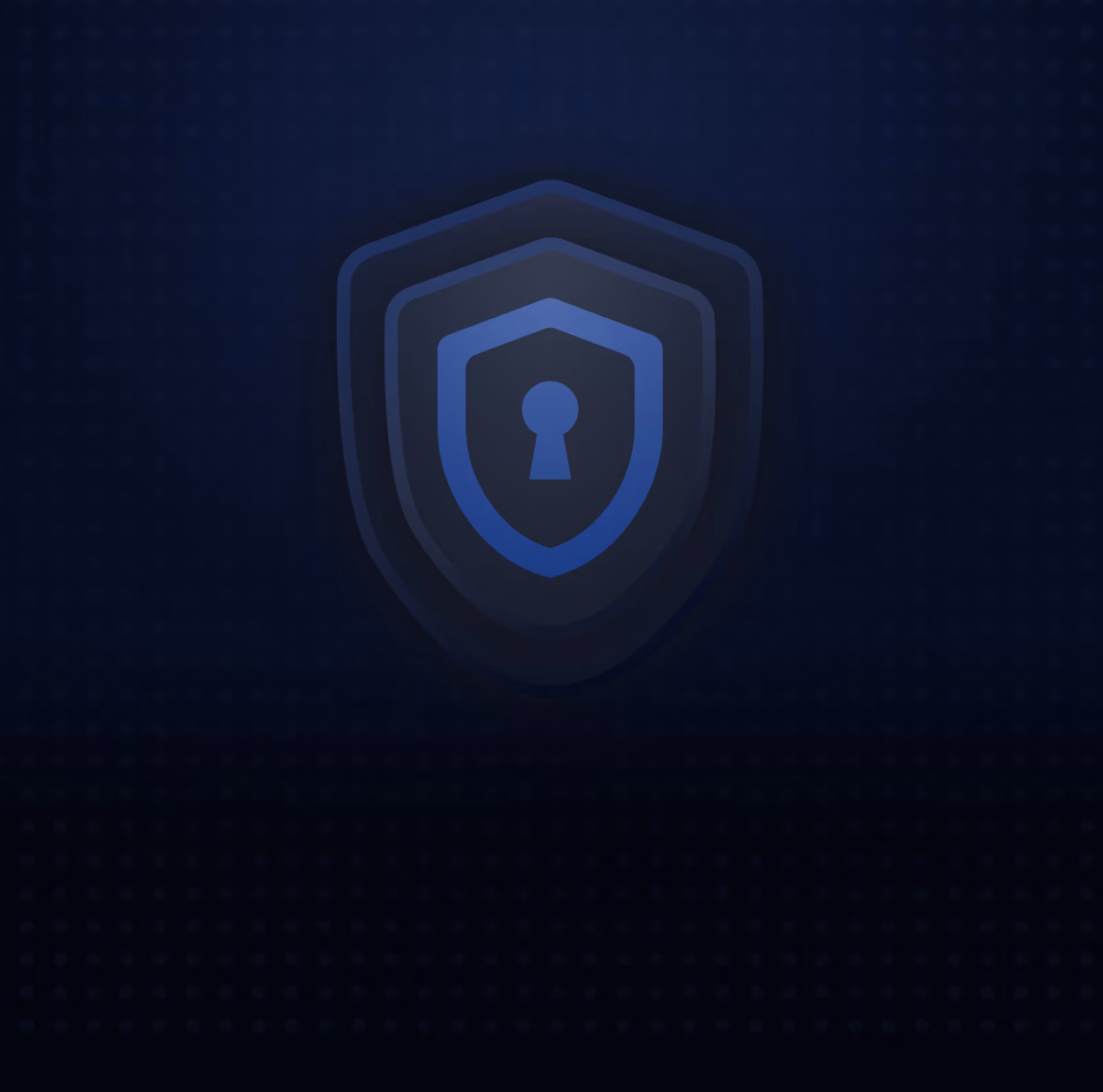 Blue shield icon with a keyhole symbol in the center on a dark blue background, representing digital security or protection.