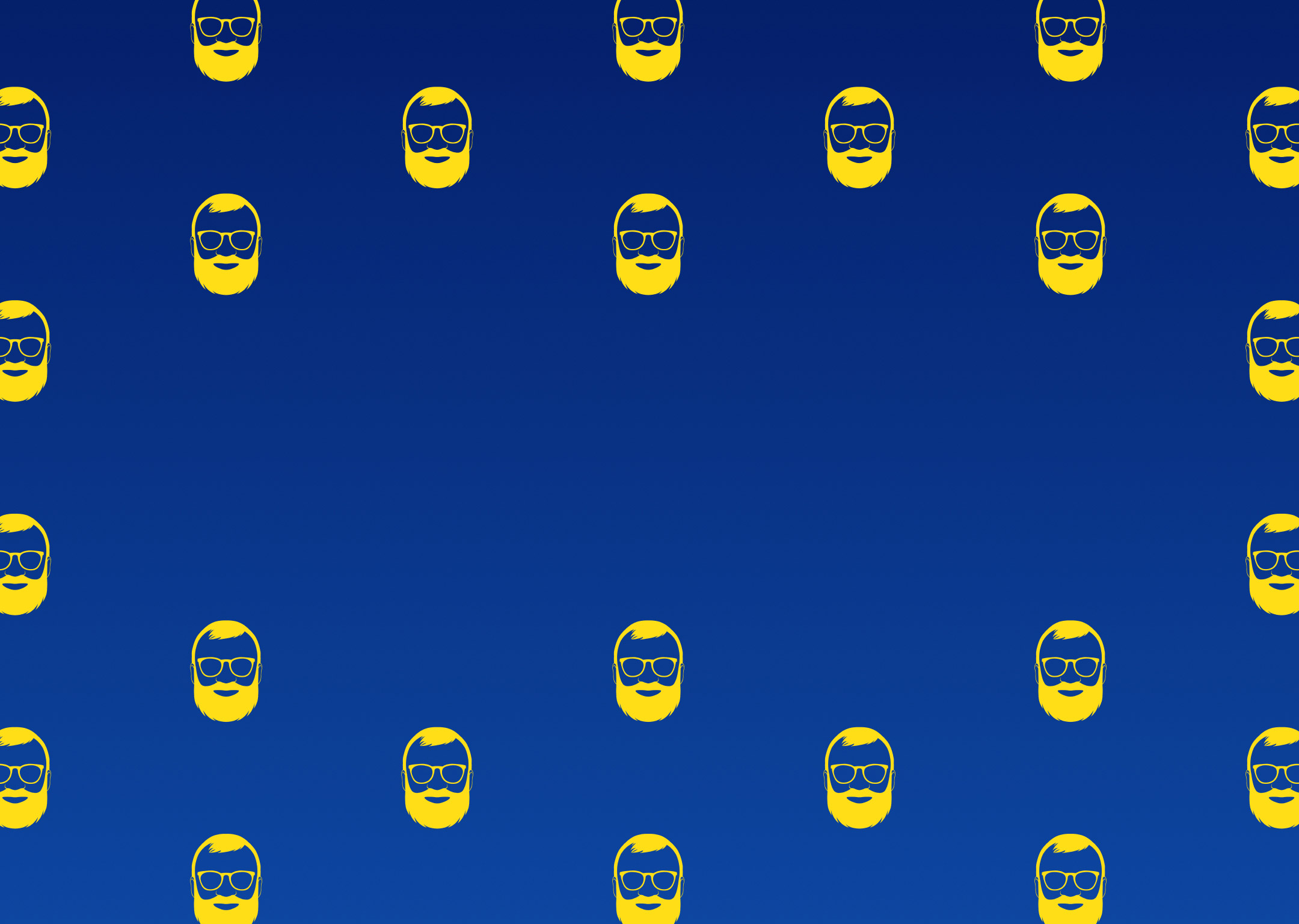 Yellow David Letterman silhouette logos float on a blue background.