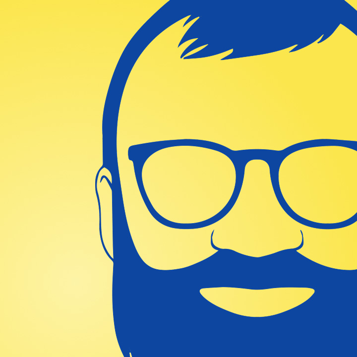 A blue silhouetted David Letterman logo is shown against a gradient yellow background.