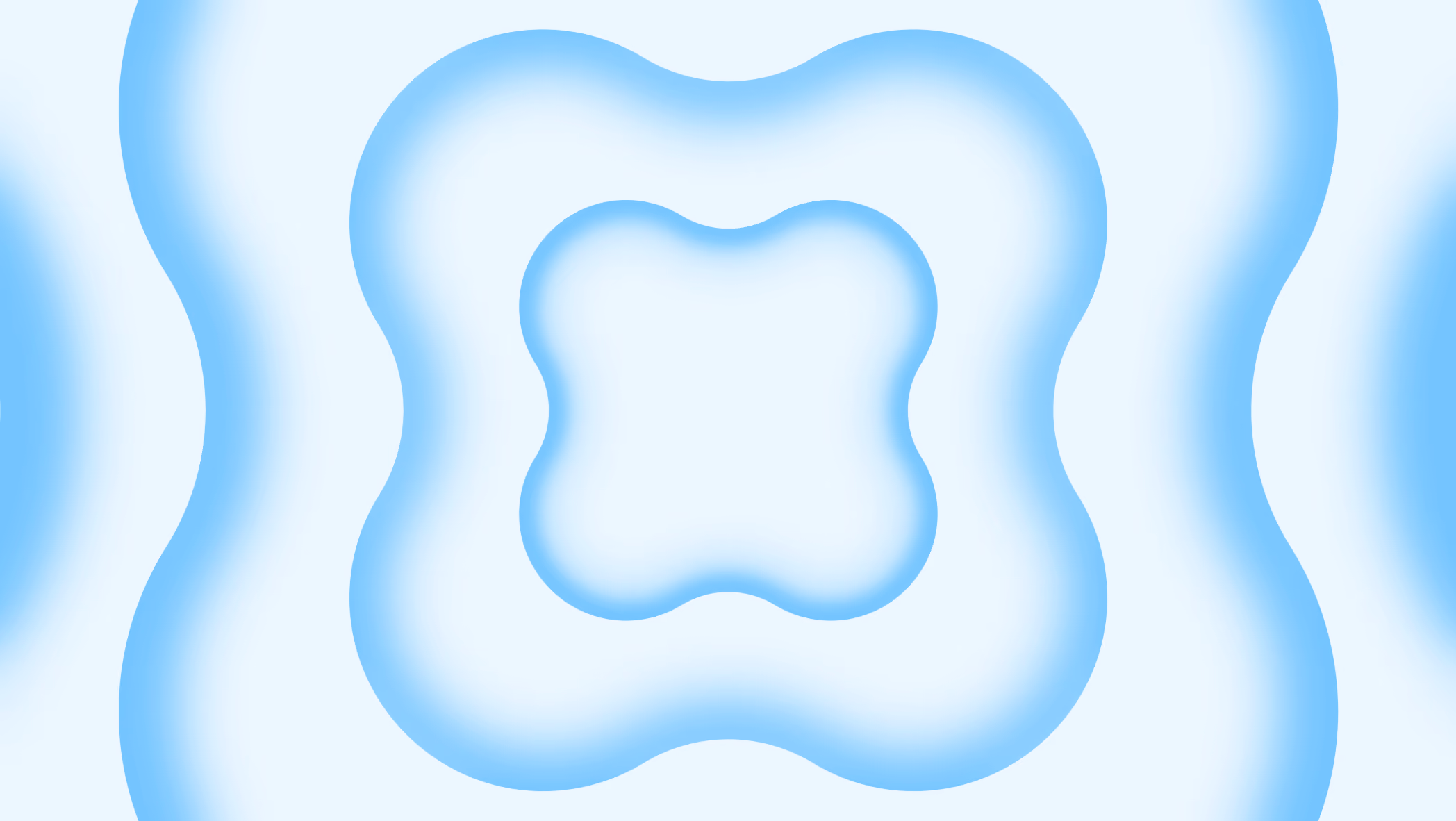 Abstract blue and white layered pattern with smooth, rounded four-lobed shapes creating a soft, concentric depth effect.