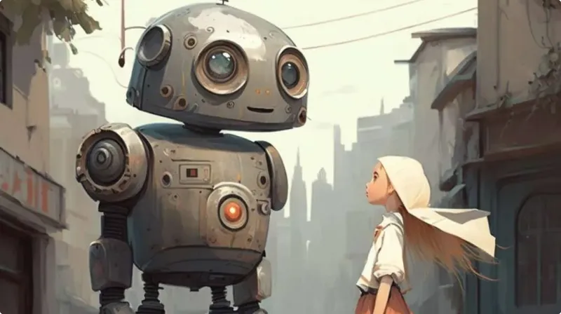 Illustration showing a helpful AI chatbot efficiently assisting a customer with insurance documentation, featuring a friendly robot character providing documents to a satisfied user