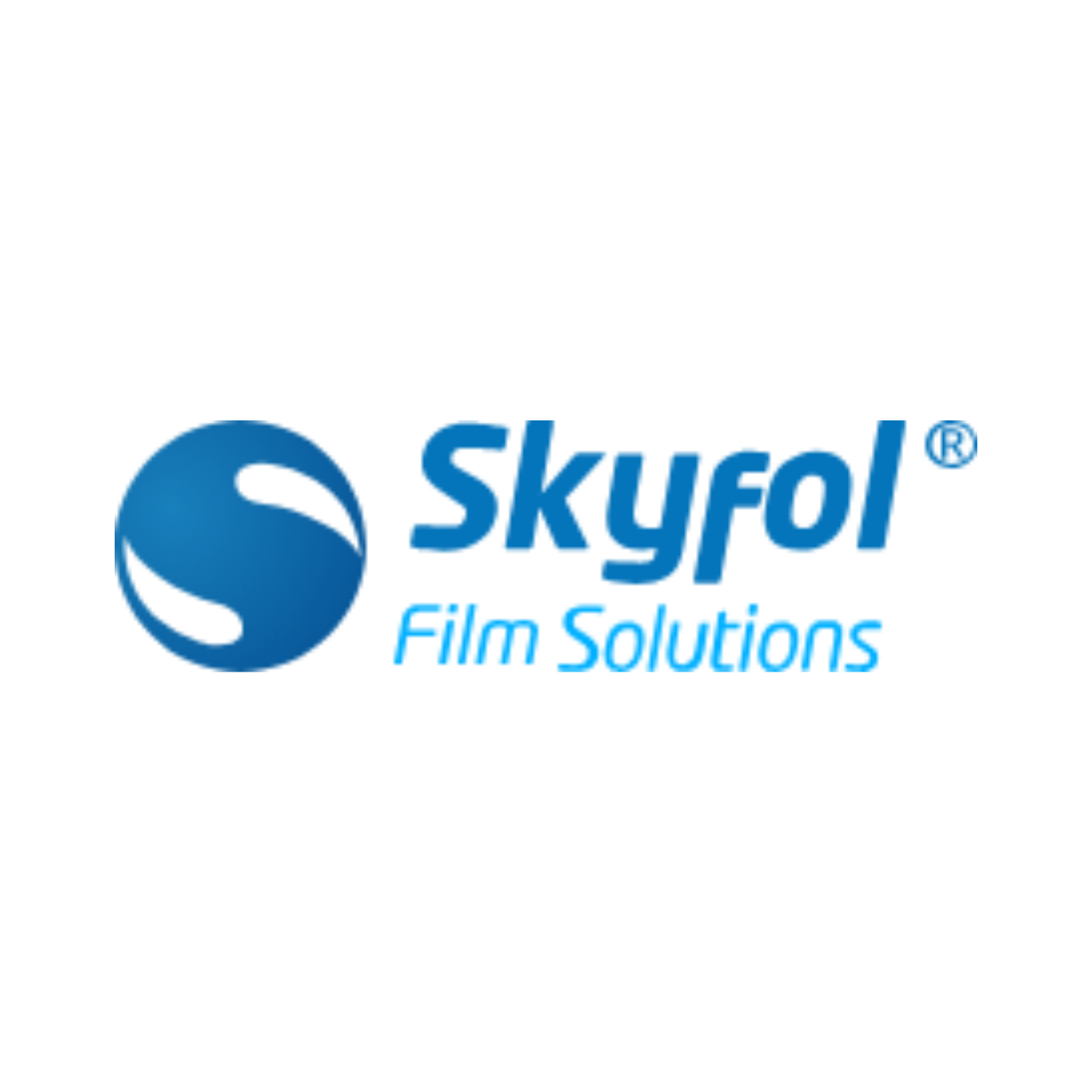Skyfol-logo med blå sirkel og teksten Skyfol Film Solutions.
