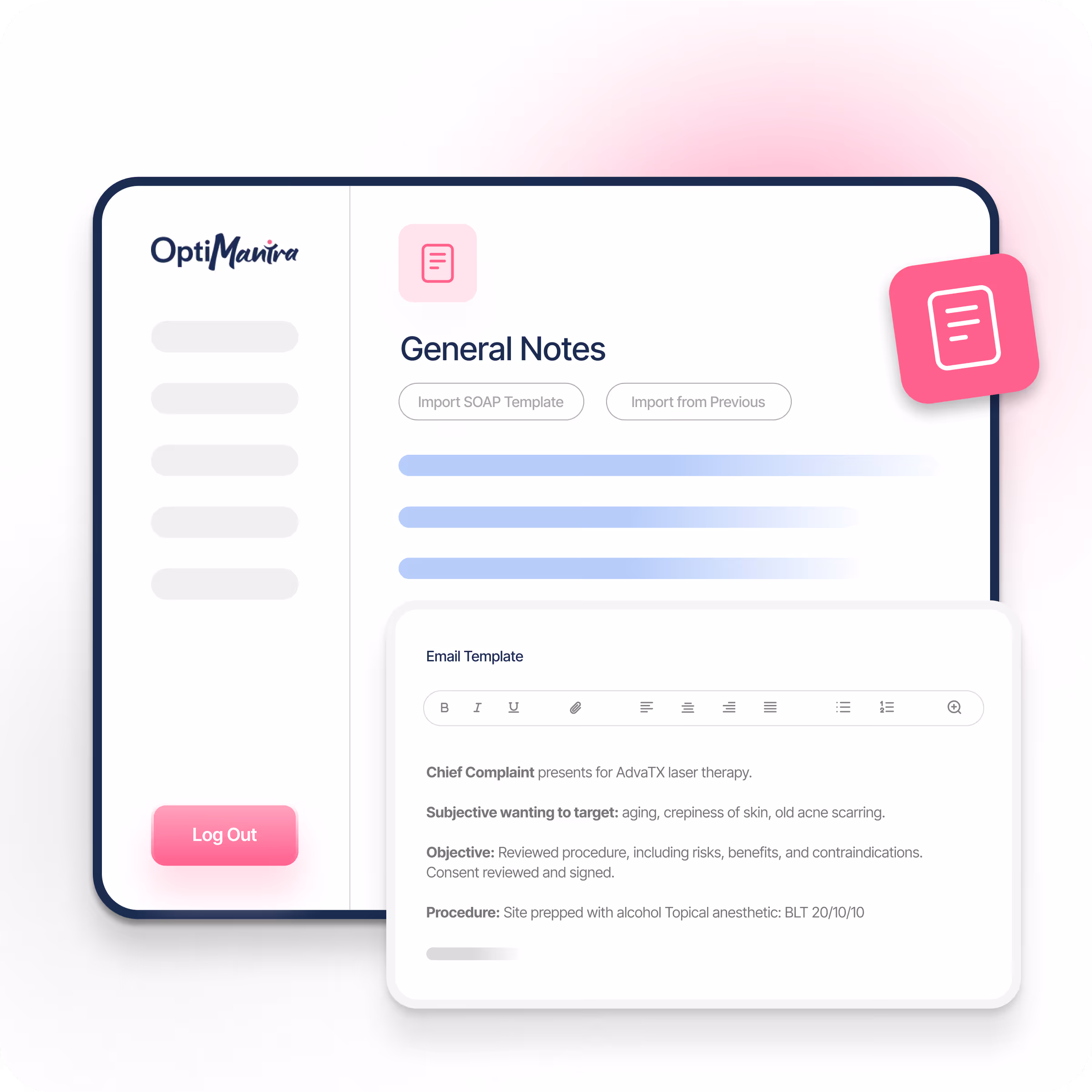 Multi-Modality Customizable Charting Bridges Medical and Wellness Services