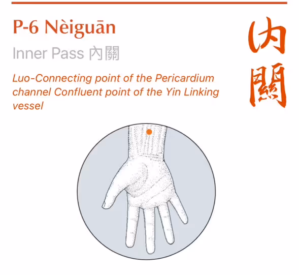 Acupressure point PC6 Inner Pass