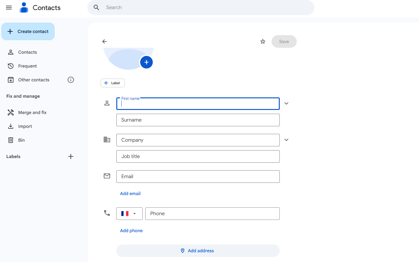 Create a Google Contact