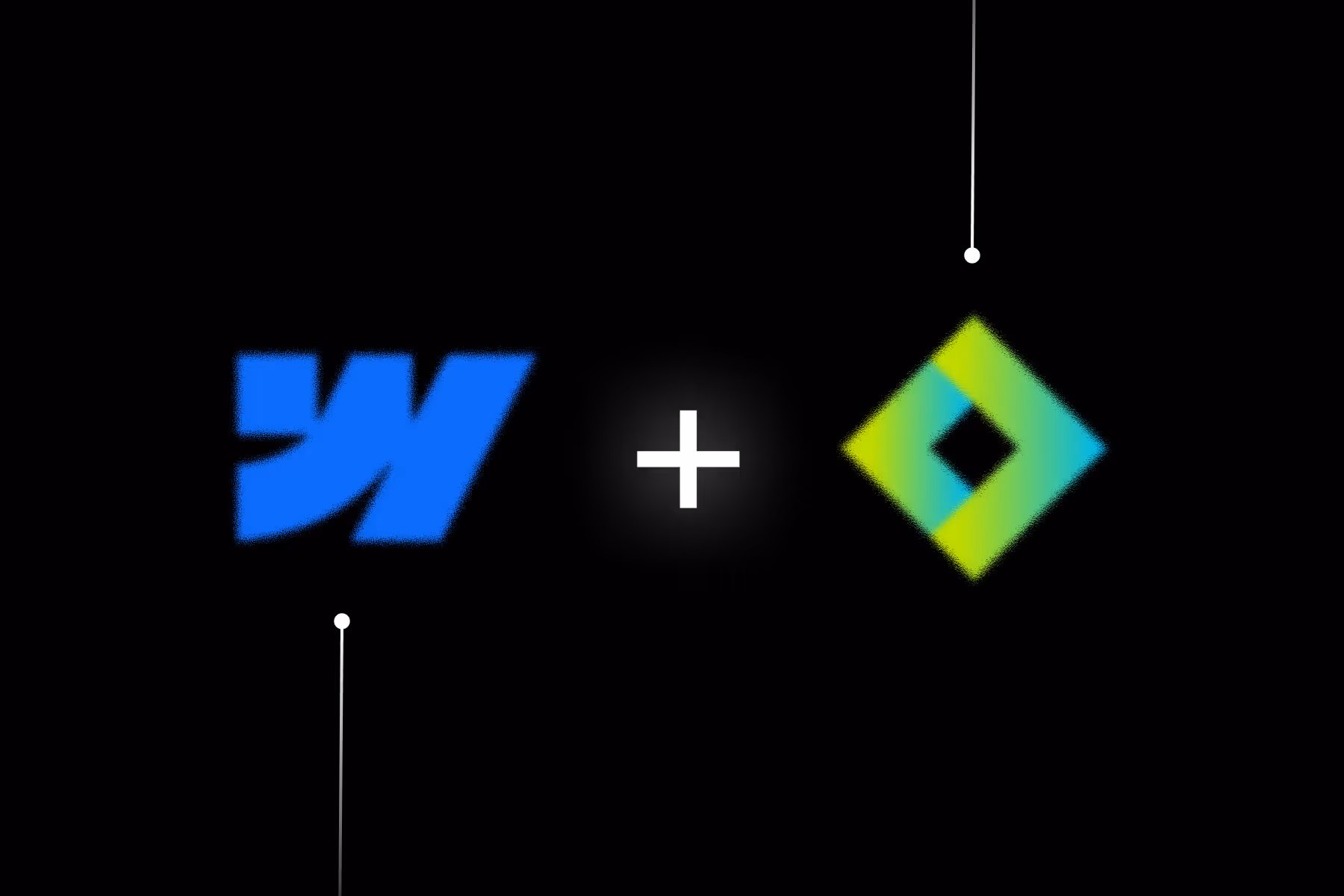 Logos of Webflow and Splide side by side, representing integration of Splide.js slider into Webflow for enhanced slider performance and flexibility.