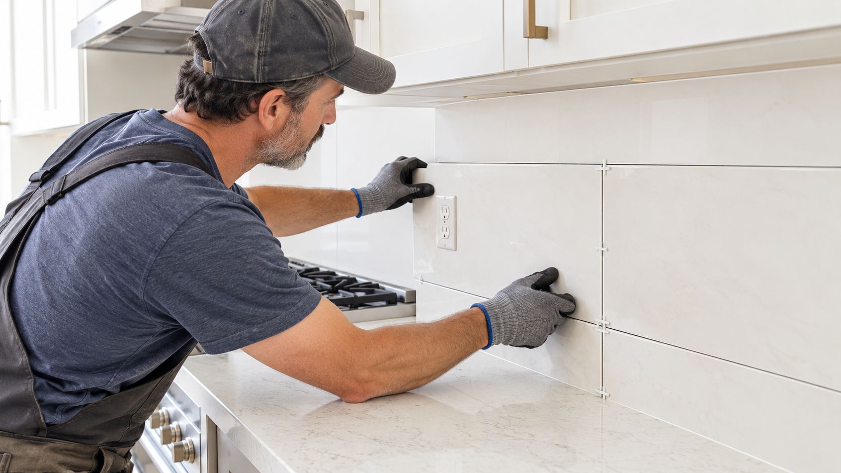 How to Install a Kitchen Backsplash with Large Tiles