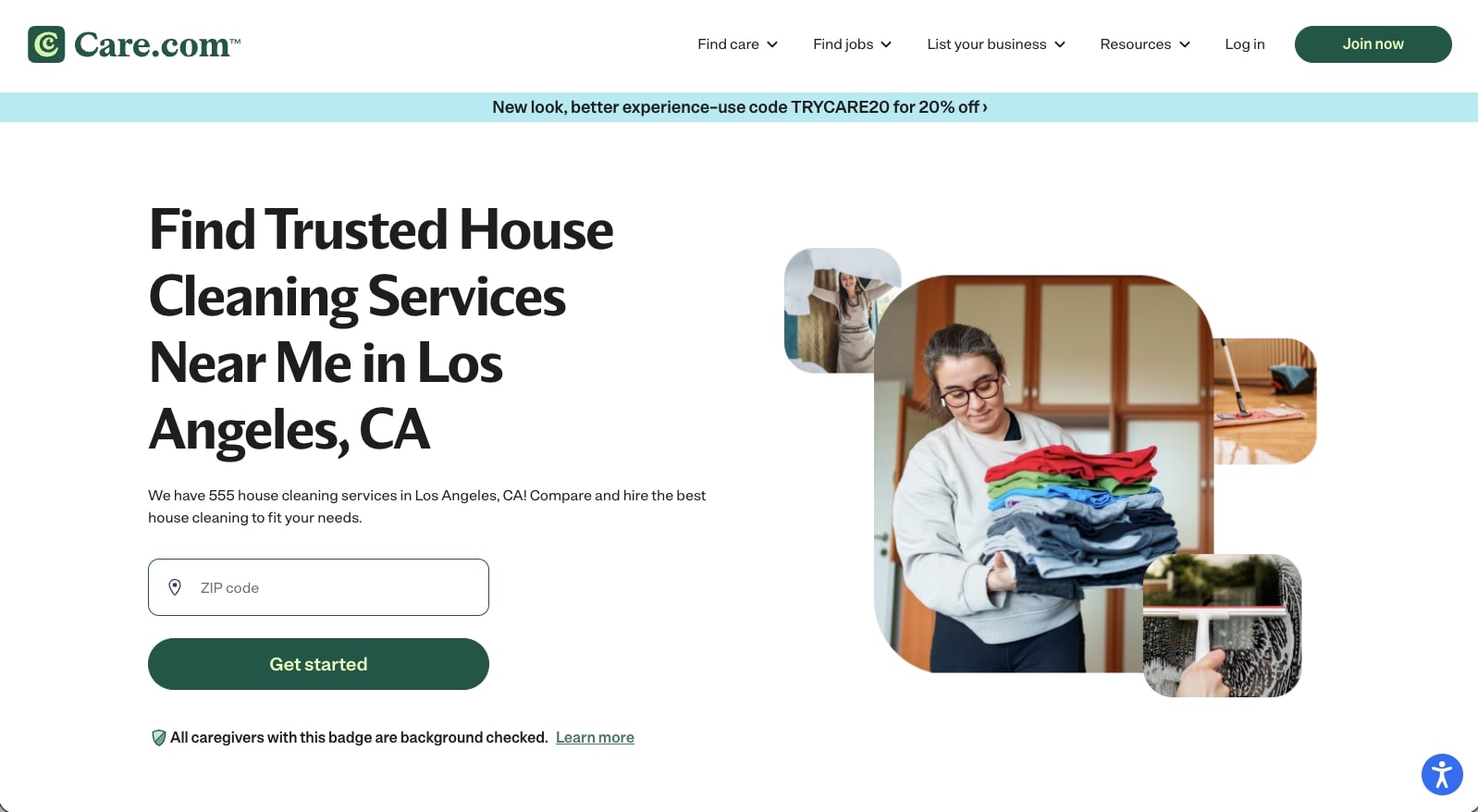 Care.com programmatic landing page