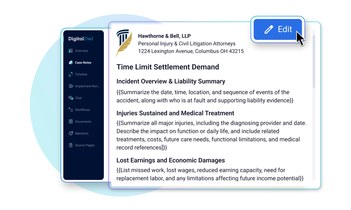 Customizable demand letters for attorneys with AI
