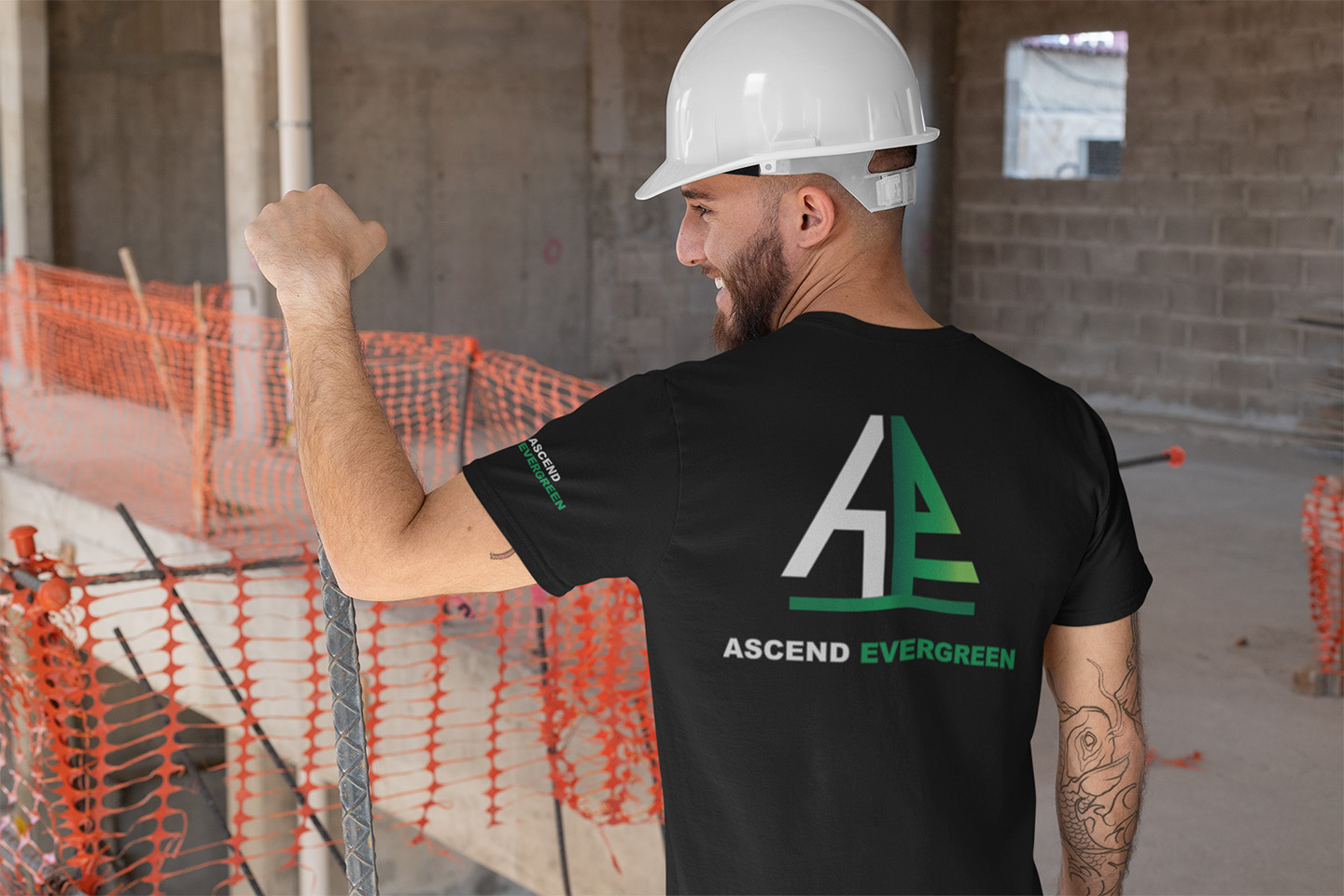 Man in a Ascend Evergreen shirt