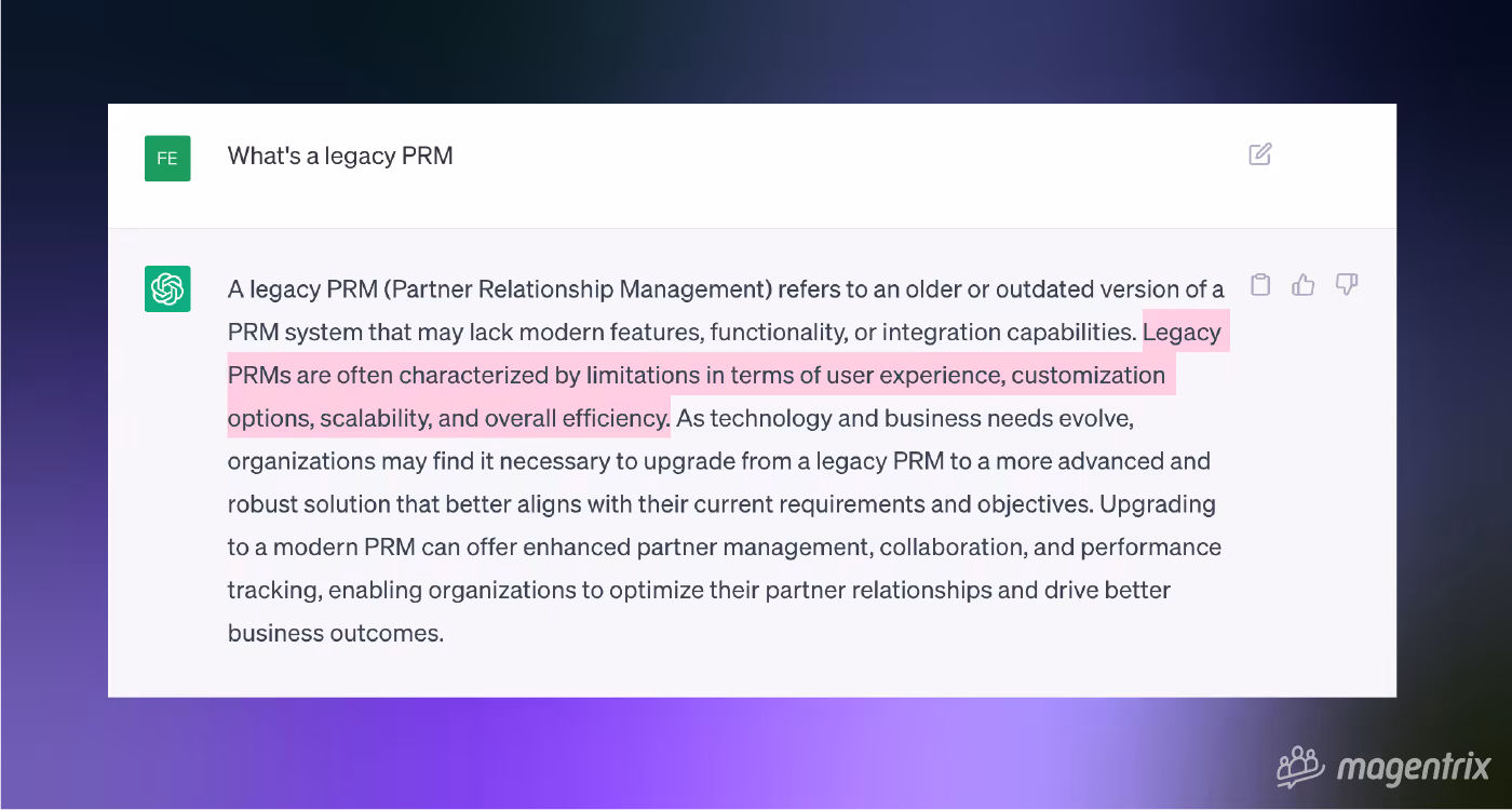 What's a legacy PRM?