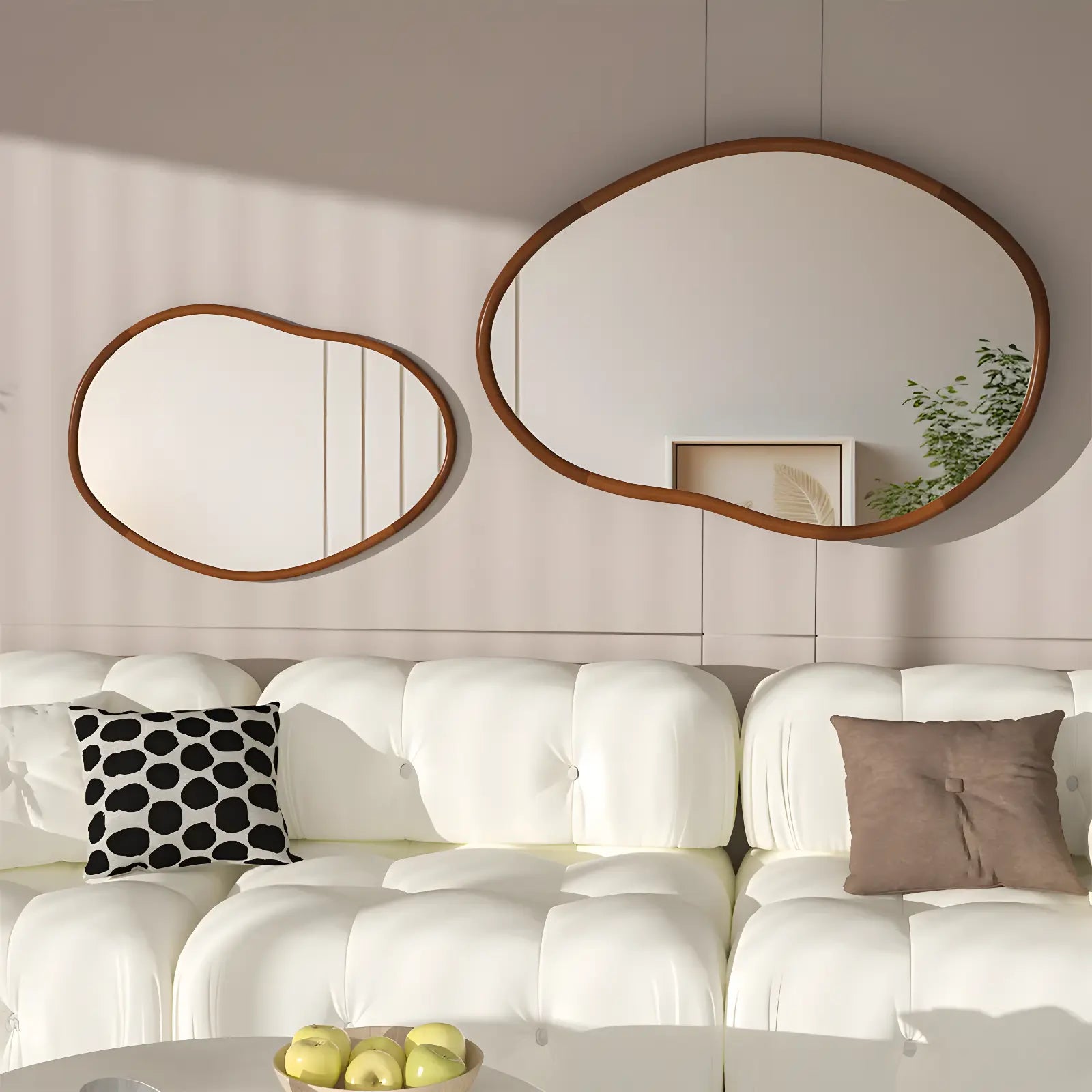 Miroir mural organique en bois de hêtre