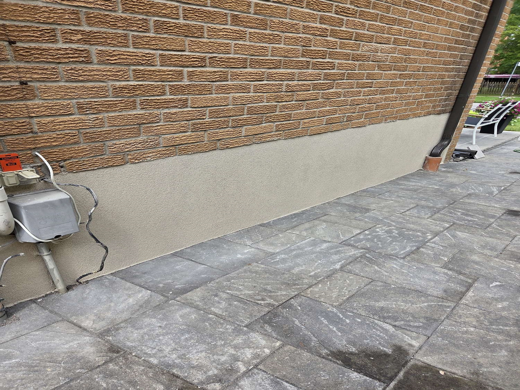 foundation parging with stucco finish