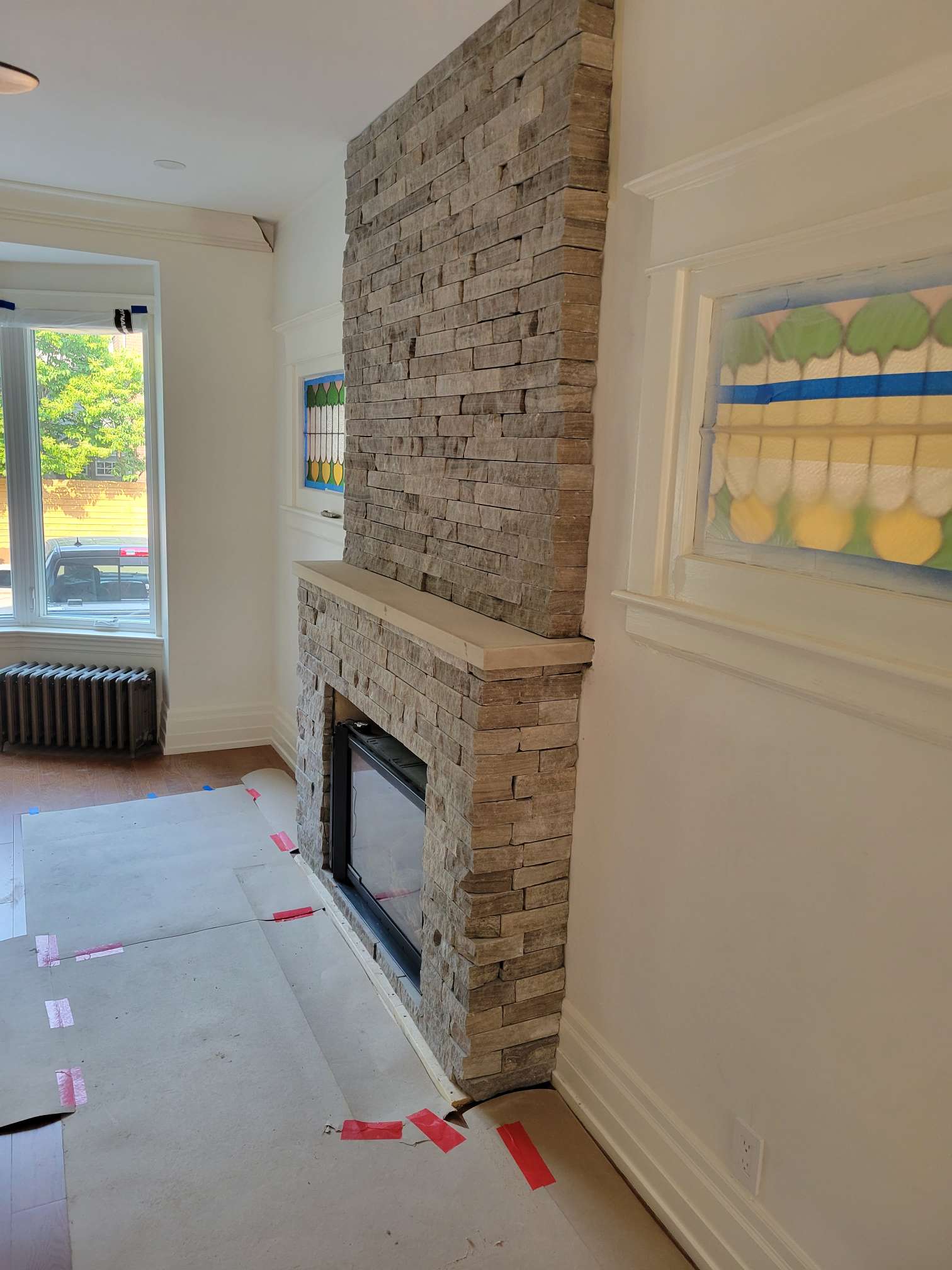natural stone veneer for a fireplace