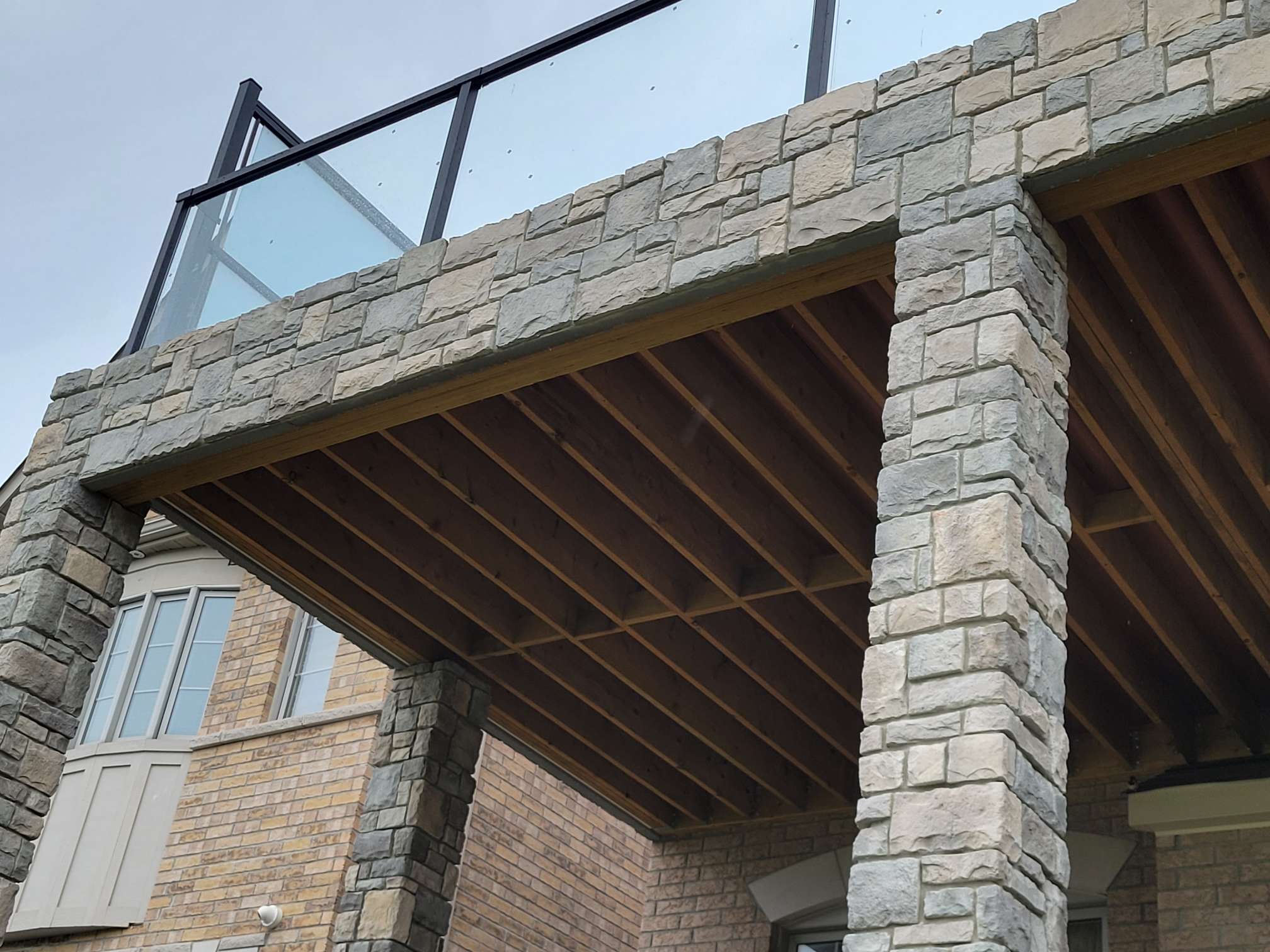 exterior stone installation on deck in brampton
