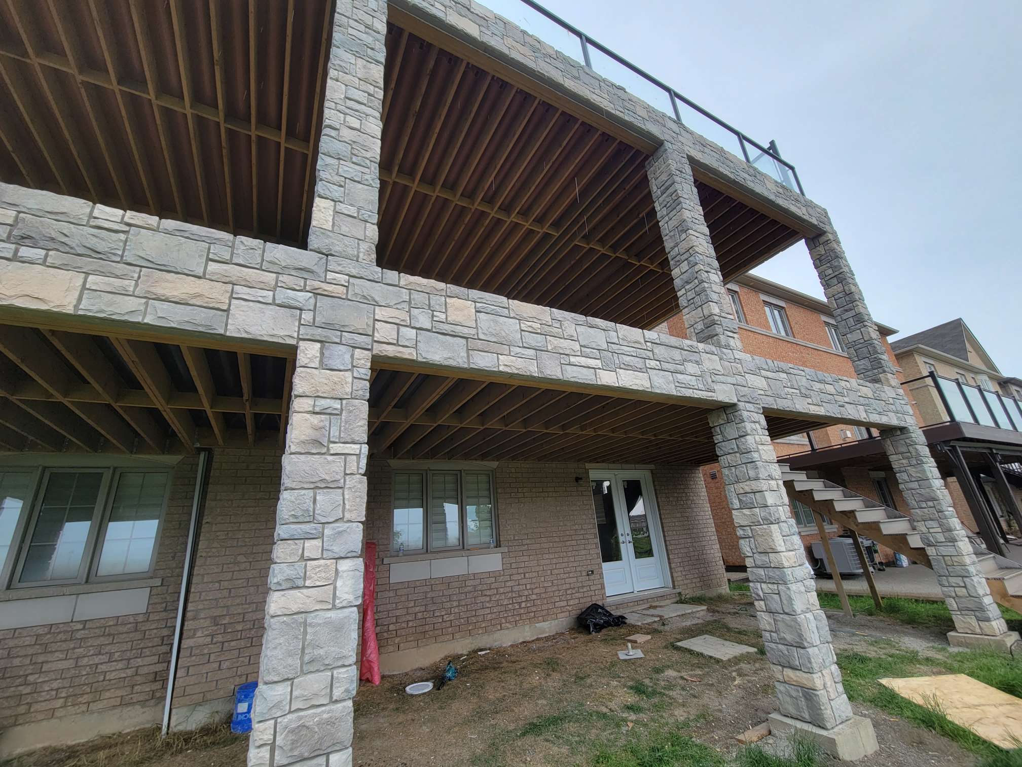 exterior stone on deck in brampton
