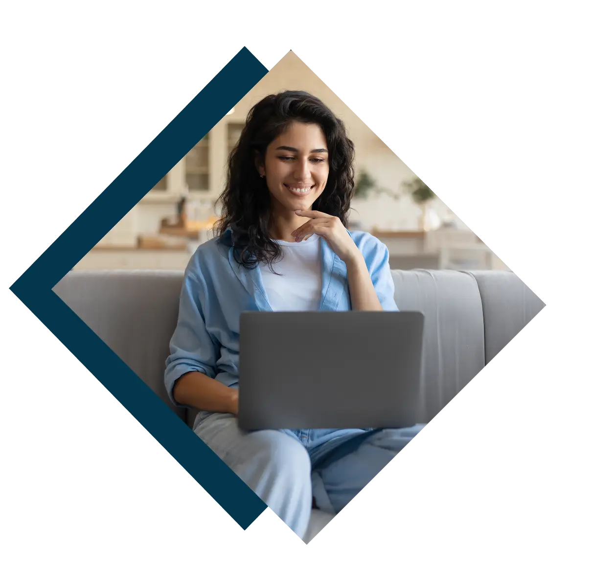 Woman on laptop smiling