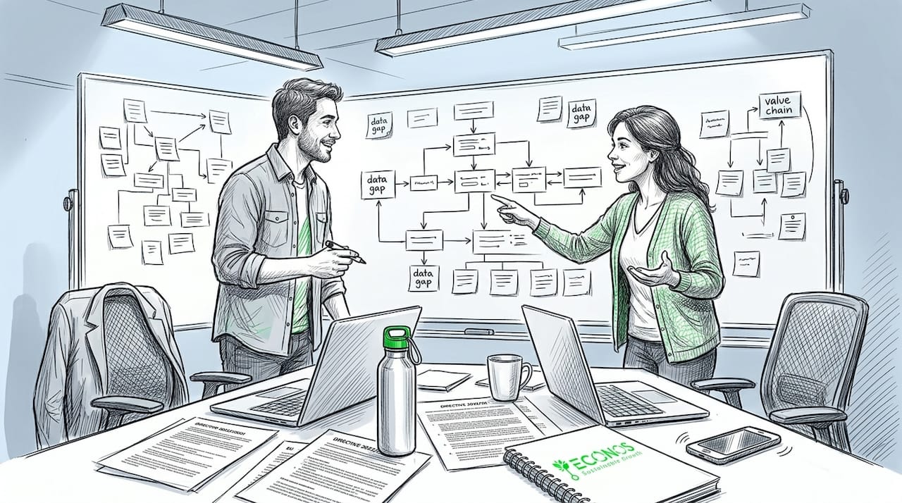 ESG team planning sustainability process workspace