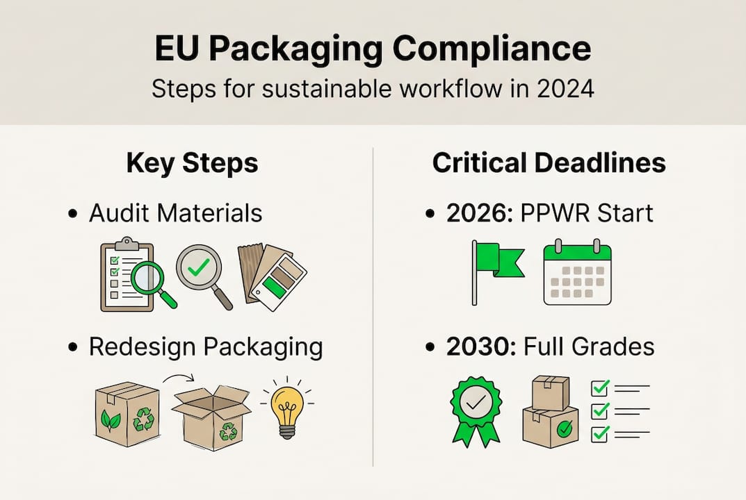 Infographic outlining EU packaging compliance process