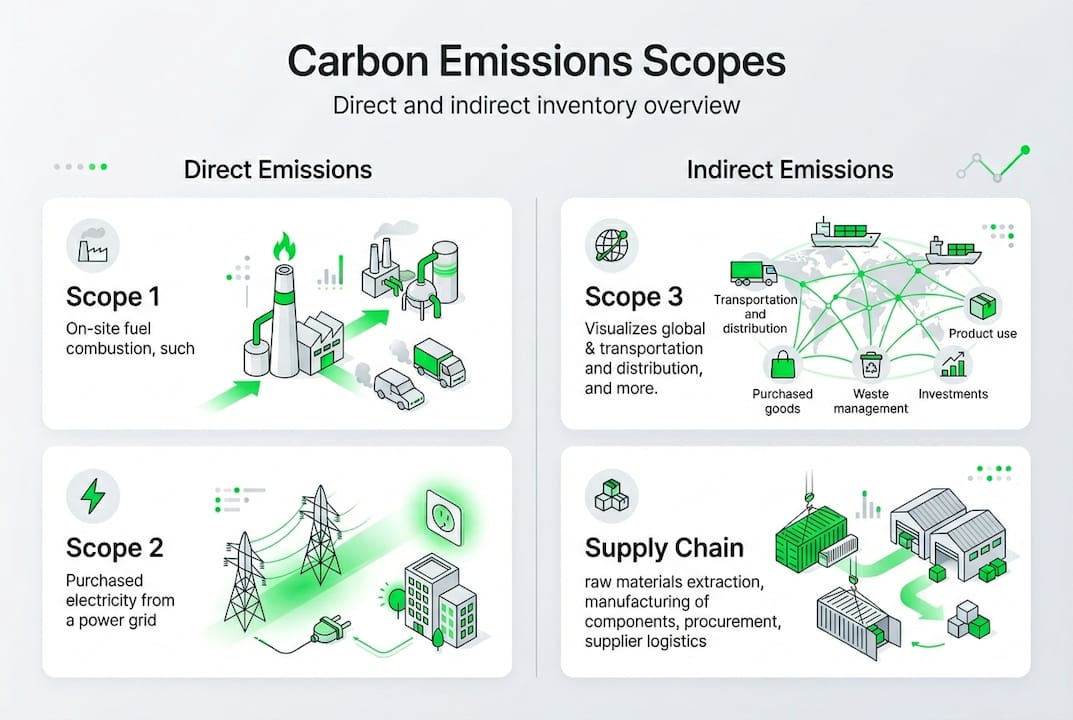 Infographic carbon emissions scopes overview
