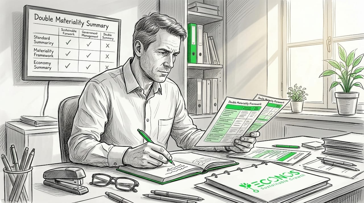 Analyst comparing green reporting frameworks