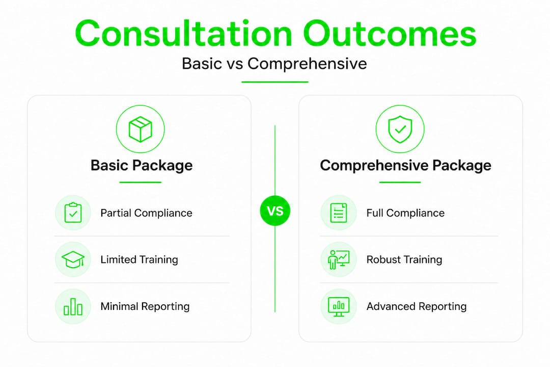 Infographic comparing basic and comprehensive outcomes